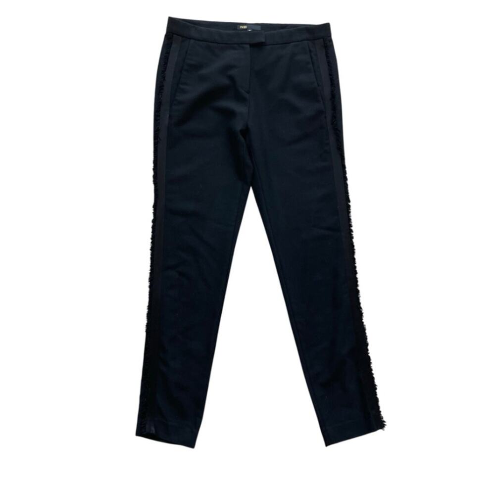 Maje Black Trousers Tuxedo Fringe Trim Size 38(M)